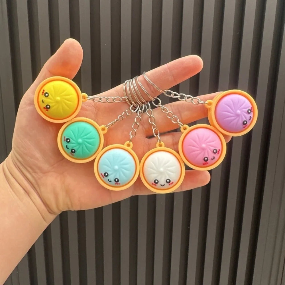 6/12/18/24 Pcs Dumpling Keychains Cute Baozi W/Steamer Random Color for Gift Bags Party Favors Wedding Favors for Guests