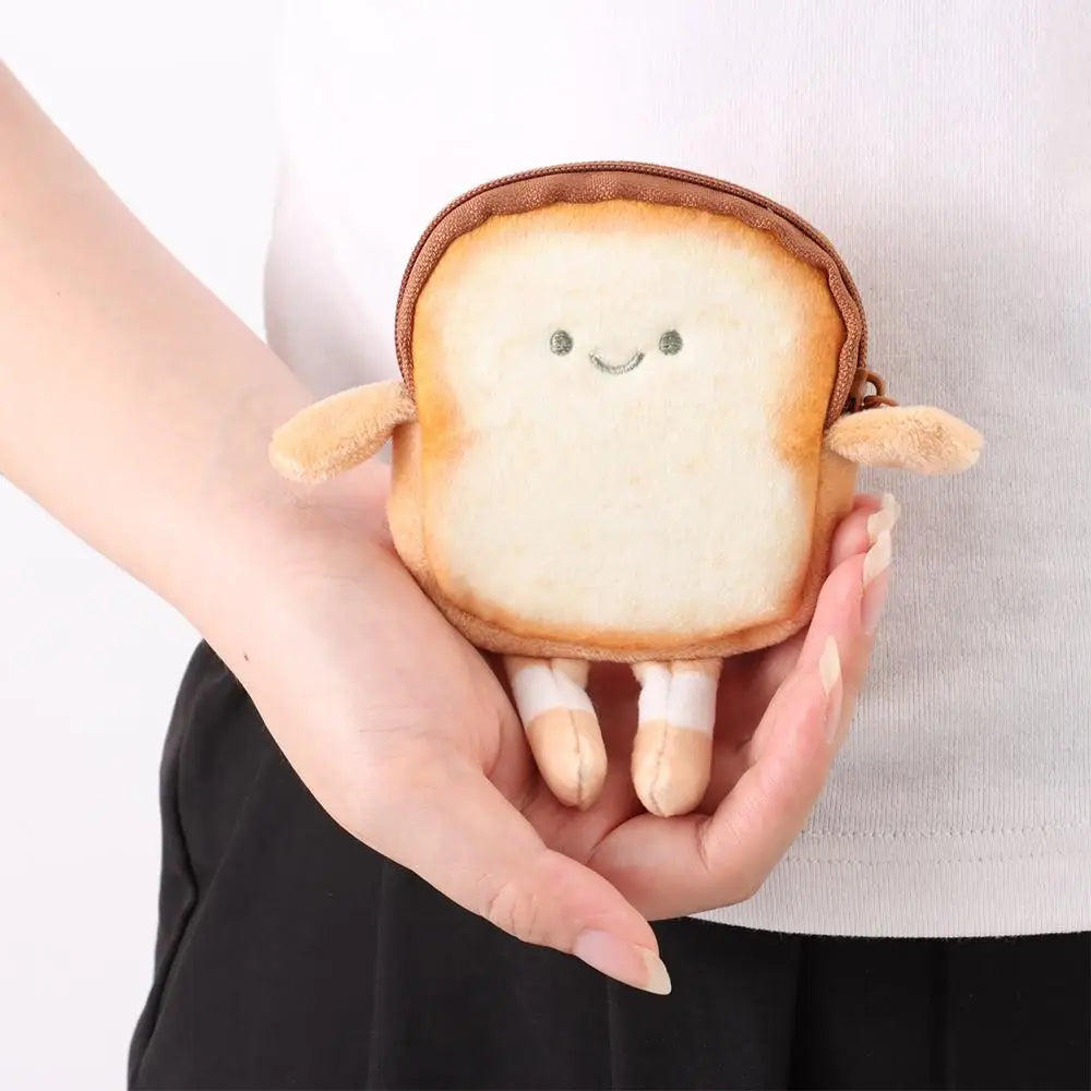 Cartoon Toast Bread Plush Wallet Children Coin Purse Earphone Bag Coin Key Bag Doll Bag Pendant Birthday
