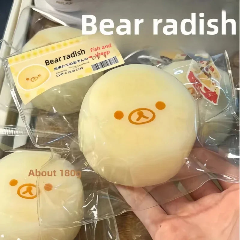 Kawaii Squishies Bear Shaped Mochi Squishy Toy Simelated Black Bean Squeeze Fidget Stress Relief Desktop Gift Cute Party Favors