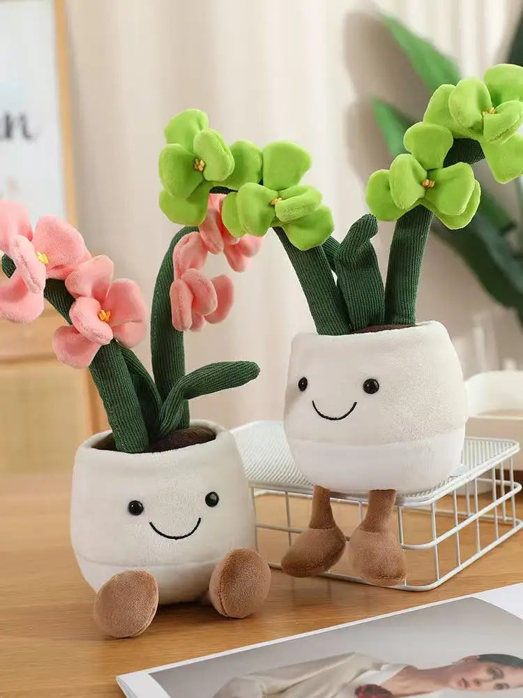 35cm Flowerpot Figurine Simulation Filled Plush Toy Figurine Cartoon Anime Cute Pillow Fun Home Decoration Office Ornament