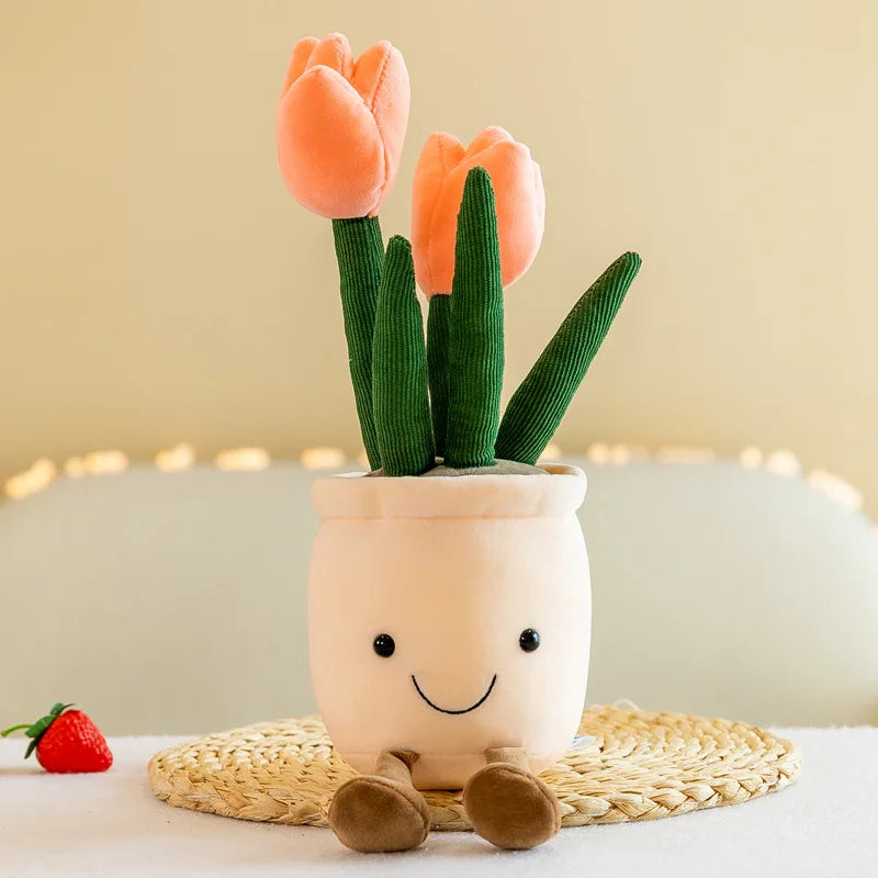 25-35cm Cartoon Plant Pot Series Plush Doll Succulent Tulip Lily Soft Toy Home Decor Cushion for Girls Living Room Bedroom Gift