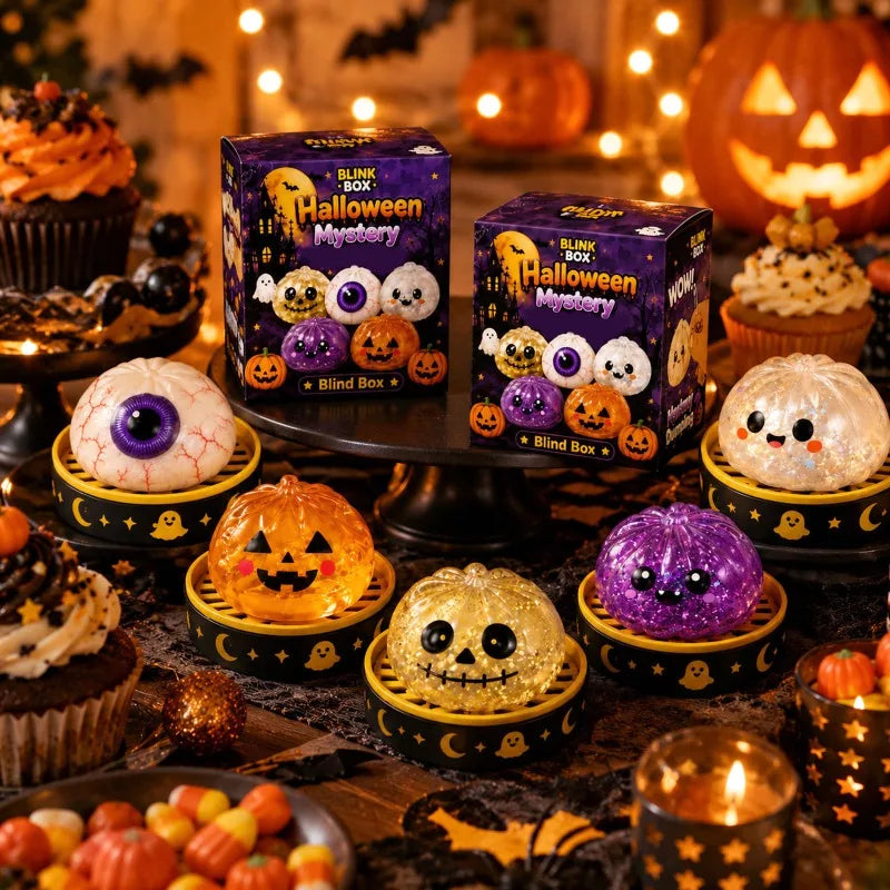 Halloween Dumpling Blind Box Stress Relief Sensory Fidget for Party Mystery Horror Dumplings with Steamer Anxiety Relief Gifts
